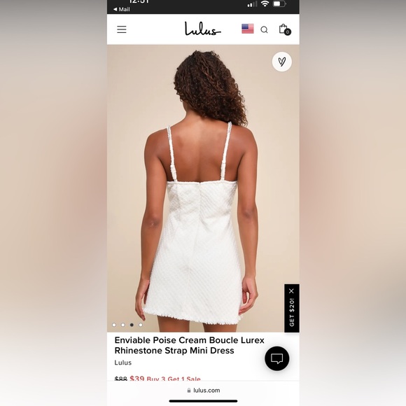 NWT Enviable Poise Cream Boucle Lurex Rhinestone Strap Mini Dress-M - Picture 2 of 5